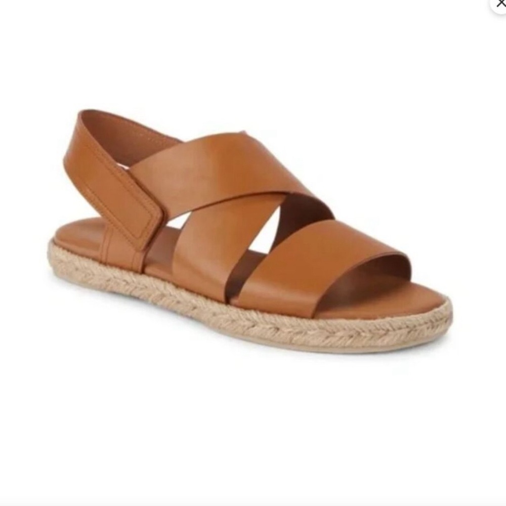 Vince Women's Sofie‎ B Leather Espadrille Sandals In Tab Brown Sz 10